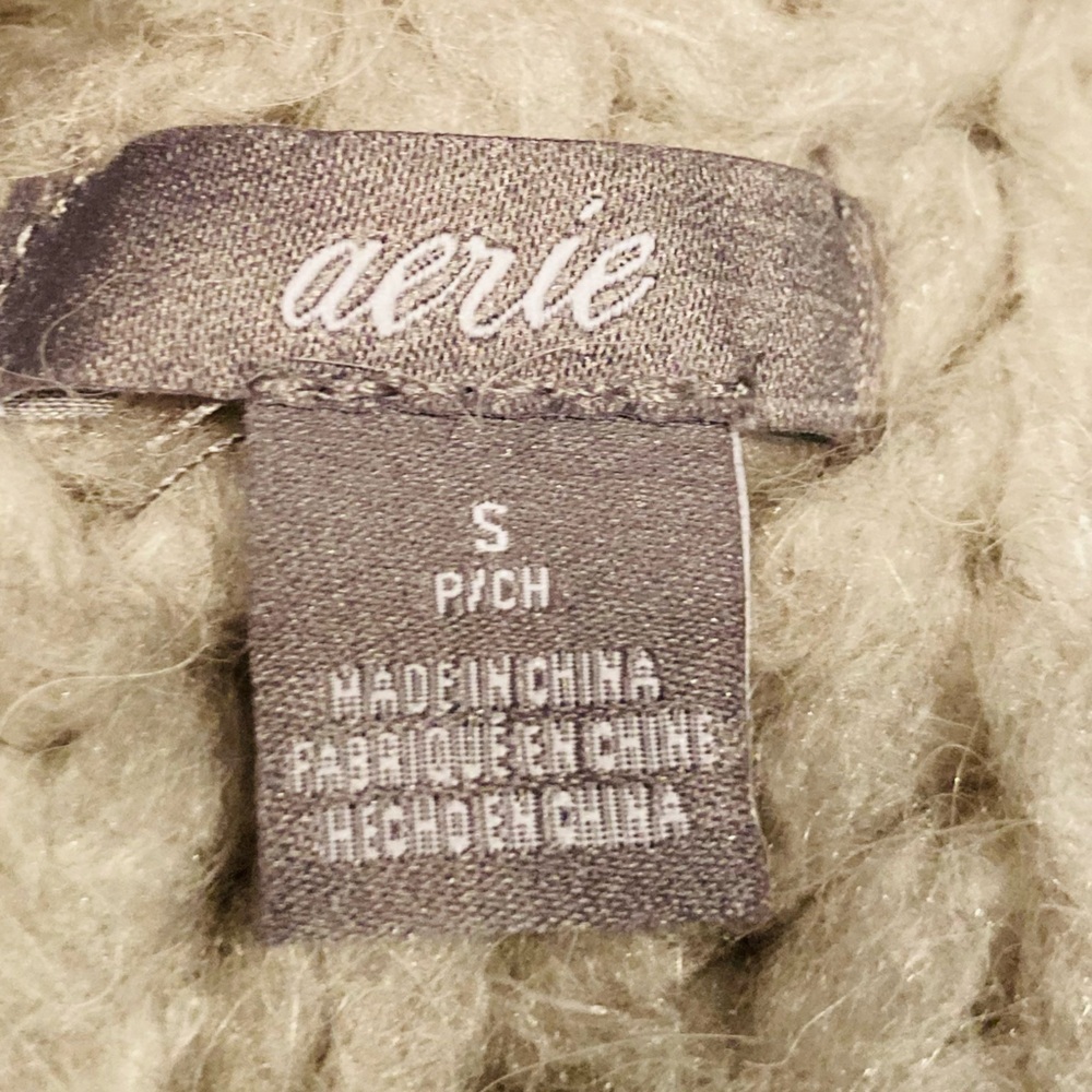 Aerie pale gray soft wool angora blend funnel neck sweater. Size Small - Picture 5 of 6
